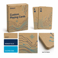 Cartes à jouer en kraft imprimées mat avec logo personnalisé, jeu de 54 cartes avec boîte à rabat en kraft non emballée pour cadeaux de sponsors lors des sommités innovantes