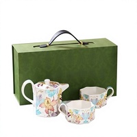 Tasse à café en céramique avec motif floral et oiseaux vintage, boîte cadeau de qualité supérieure pour la maison