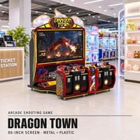 Machine de jeu d'arcade de tir de dinosaures d'intérieur pour 4 joueurs, avec système de rédemption de tickets, en anglais, construction en plastique et fer, garantie 1 an
