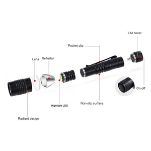 Mini linterna LED con pilas AAA, luz portátil tipo bolígrafo, alta intensidad, uso en exteriores y en el hogar, cuerpo de aleación de aluminio - Product Image 1