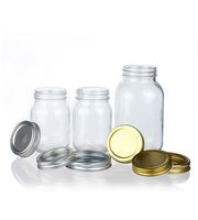 Bocaux en verre avec couvercles en métal Contenants de stockage personnalisables multi-tailles pour le thé, le miel et le camping Style américain