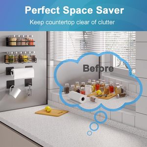 Portarotolo Magnetico a Doppio Livello in Acciaio Inossidabile con Ganci Robusti/Scaffale per Cucina, Piani di Lavoro, Armadi, Grill, Garage - Product Image 4