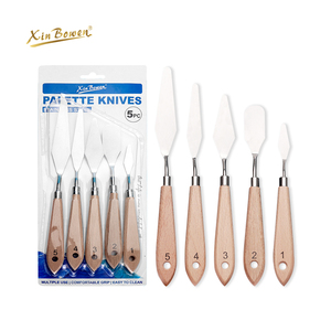 Xin Bowen Sinh Viên Nghệ Sĩ Đất Sét Công Cụ 5-Mảnh Thép Không Gỉ Palette Knife Set Gỗ Xử Lý Palette Scraper Cho <span class=keywords><strong>Panting</strong></span> - Product Image 2