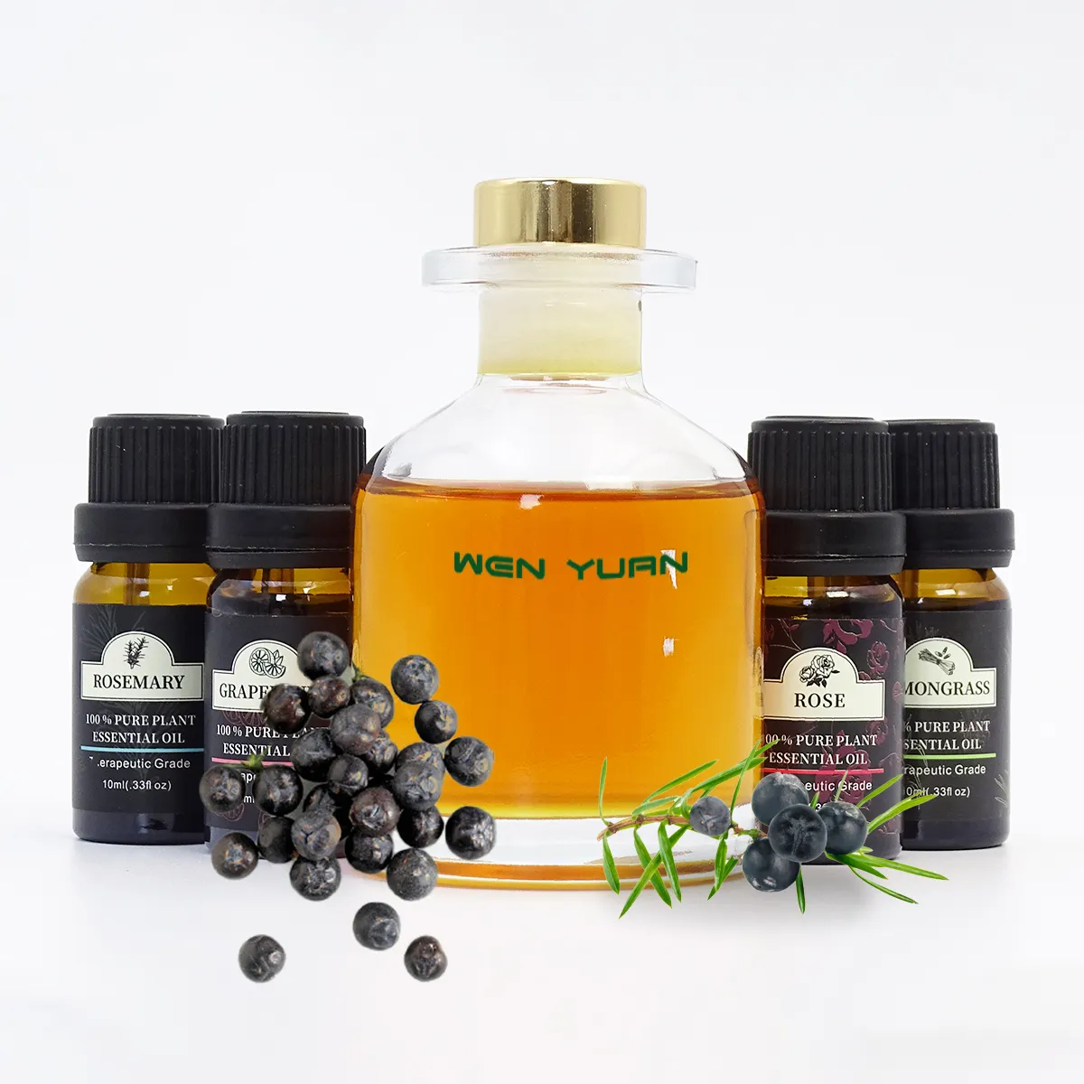 Harga termurah sampel gratis MOQ rendah minyak esensial Juniper relaksasi untuk pijat Label pribadi parfum Perawatan Kulit Organik grosir