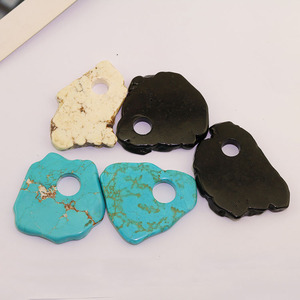 TB0881 Agujero grande <span class=keywords><strong>Piedra</strong></span> natural Blanco Negro Turquesa Forma libre Losa Slice Nugget <span class=keywords><strong>Colgante</strong></span> para collar de bufanda - Product Image 5