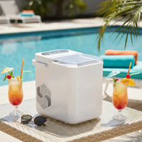 Machine à glaçons électrique portable de comptoir 12 kg/24h, autonettoyante, en forme de balle, en plastique, pour usage hôtelier, compatible bouteille, domestique et extérieur