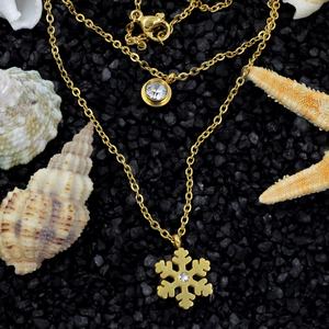 Collar de Acero Inoxidable 316L con Doble Cadena y Colgante de Zirconia en Forma de Llave, Precio al por Mayor PVD, Joyería para Regalo, Fiesta, Cita - Product Image 4