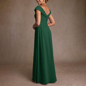 ZYHT 73985 Abito <span class=keywords><strong>da</strong></span> Sera Elegante Personalizzato per Matrimonio, <span class=keywords><strong>Verde</strong></span> con Scollo a V, Lungo fino ai Piedi, per Madre della <span class=keywords><strong>Sposa</strong></span> - Product Image 2