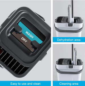 Ensemble serpillière et seau Masthome pour le nettoyage des sols, serpillière plate à lavage mains libres 360°, serpillière en microfibre pour le nettoyage des sols avec seau - Product Image 2