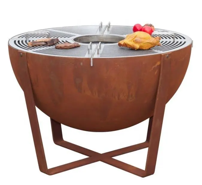 Outdoor Corten Metalen Kachel Vuurkorf Barbecue Grill Bbq