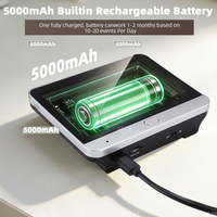 Vidéophone intelligent 3MP avec audio unidirectionnel, détection de mouvement par radar, application Tuya, enregistrement d'événements, alimenté par batterie, écran TFT LCD 4,3 pouces, fonction de judas