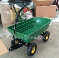 Chariot de jardin industriel de 300 kg, bac en plastique maillé de 75 L, pneumatique, 4 roues, conteneur métallique, outils, certifié CE, 1 an de garantie