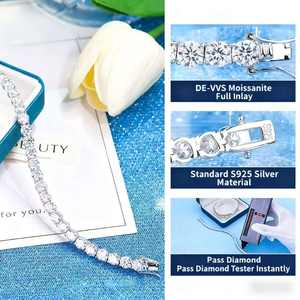 Pulsera de Tenis de Plata S925 con Incrustaciones de Moissanita, Joyería de Diamantes Completos, Pulsera de Cadena VVS, Regalo - Product Image 6