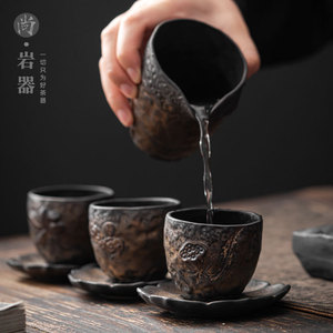 Ceramic Handmade Teacup With Saucer Traditional Chinese Style Round Pottery Master Cup For Kung Fu Tea <b>Set</b> Dehua County - Product Image 3