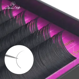 Glamlash wholesale korean pbt fiber hand made private label faux mink J B C D L curl volume eye lash classic eyelash extension