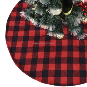 Jupe d'arbre de Noël à carreaux de buffle rouge et noir avec décoration de <span class=keywords><strong>pompon</strong></span> festif Décorations d'arbre de Noël festives - Product Image 3