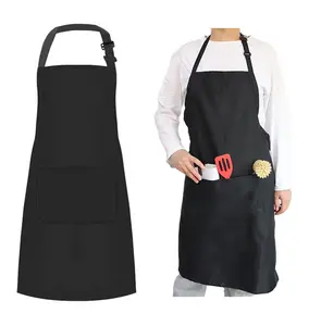 Avental de cozinha ajustável, avental de cozinha para churrasco, para homens e mulheres, resistente a gota de água, com 2 bolsos