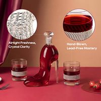 Ensemble de carafe à liqueur en forme de talon haut brillant 500ml/750ml, verres 350ml, diffuseur à bâtonnets scellé au bouchon, cadeau élégant pour femme