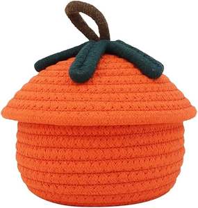 Panier de rangement multifonctionnel écologique en corde de coton tressée avec couvercle, organisateur de rangement décoratif polyvalent pour la maison - Product Image 1