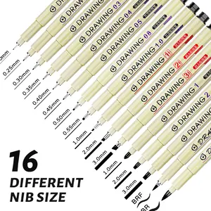 Conjunto de canetas para desenho de micro agulha fina de boa qualidade, canetas para desenho de pontos finos pretos multiline