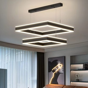 Lustres au design nordique, modernes, carrés, à LED, pour escalier, restaurant, salle à manger, luminaire suspendu - Product Image 2