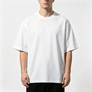 Camiseta de Hombre de Alta <span class=keywords><strong>Calidad</strong></span>, 100% Algodón, Talla Grande, Holgada, con Logotipo en Relieve de Goma en la Espalda, 240 Gramos, Transpirable, Personalizable, Cuello Redondo - Product Image 2