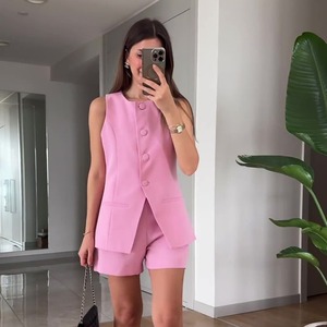 2025 nuovi abiti <span class=keywords><strong>bianchi</strong></span> di moda senza maniche Top gilet e Shorts 2 pezzi Set da donna - Product Image 6