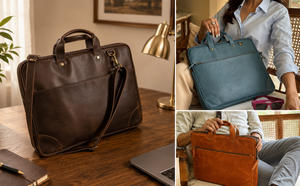 Full Grain Calf Leather Vintage Durable Large Capacity Laptop <b>Bag</b> for Men and Women Work 15 Inch - Product Image 5