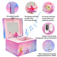 Boîte à bijoux musicale Princesse avec cadenas à code, poupée rotative, fonctionnant à piles, organiseur de vanité, cadeau pour filles et enfants