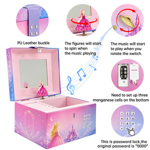 Boîte <span class=keywords><strong>à</strong></span> <span class=keywords><strong>bijoux</strong></span> musicale Princesse avec cadenas <span class=keywords><strong>à</strong></span> code, poupée rotative, fonctionnant <span class=keywords><strong>à</strong></span> piles, organiseur de vanité, cadeau pour filles et enfants - Product Image 5