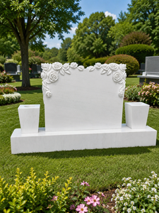 Lápida Conmemorativa de Mármol Blanco para Cremación, Monumento para Cementerio, Estilo Tradicional Europeo, Estatua de Piedra - Product Image 1