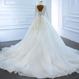 Jancember RSM67218 Sexy di Lusso Perle di <span class=keywords><strong>Tulle</strong></span> Delle Donne Del Manicotto <span class=keywords><strong>Lungo</strong></span> Abiti Da Sposa - Product Image 5