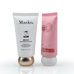 Tube souple cosmétique en plastique, emballage de lotion blanchissante et de crème solaire, 50g, sphérique, blanc et rose imprimé, personnalisé, prix usine - Product Image 5