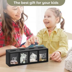 Spardose aus Holz: Spar-, Verbruchs- und Investitionsbox für Kinder – zur Tisch- oder Wandmontage, als Heimdekoration oder Kindergeschenk - Product Image 3