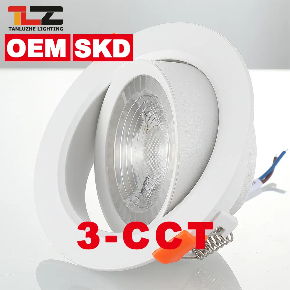 LEDダウンライトSKD OEM高ルーメン3W 5W 7W 9W 3-CCTDOBプラスチックラウンドスクエア調整可能埋め込みスポットライト埋め込み式