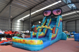 Tobogán de agua inflable de PVC Tropical comercial, tobogán de agua impermeable para fiestas al aire libre, castillo hinchable para saltar, escuela para niños y adultos, Mico - Product Image 2