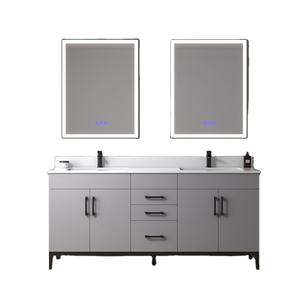 Mueble de Baño Moderno Gris de 72 Pulgadas con Espejo LED y Lavabos Dobles, Diseño Resistente al Agua, Construcción Duradera, Hecho en Vietnam - Product Image 1
