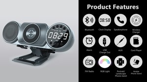 ลำโพงแบบไฮไฟมัลติฟังก์ชัน8-in-1, ใหม่ล่าสุดลำโพงที่ชาร์จไร้สายคุณภาพเสียง10W พร้อมนาฬิกาปลุกและ QC3.0ขาตั้งโทรศัพท์ - Product Image 3