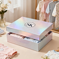 Coffret Cadeau de Luxe pour Enfants avec Sac en Papier pour Filles Nouveau-nées (Europe, Turquie, Ukraine) – Boîtes avec Couvercle et Base pour Chaussettes en Tissu