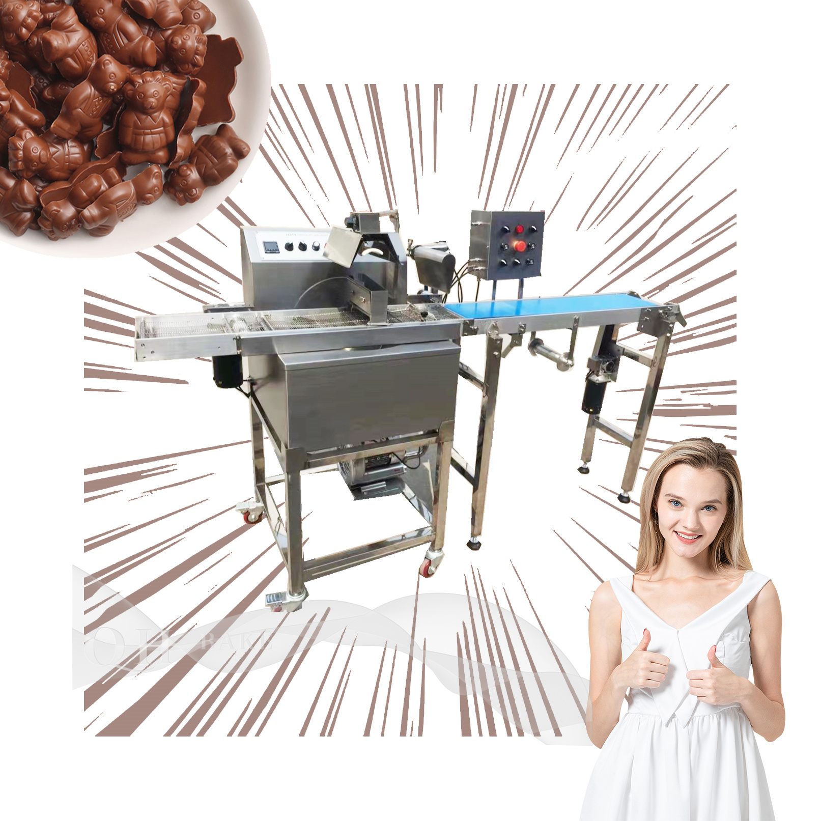 QH-200 chocolate candy production line machine pure white milk coin chocolate machine price chocolate bar making equipment