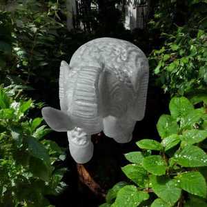 Traditional White Marble <b>Elephant</b> Statue Handmade Stone Animal Showpiece Carved Stone <b>Elephant</b> <b>Decoration</b> Animal Theme Sculpture - Product Image 3