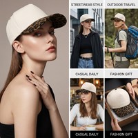 Casquette de baseball bicolore beige léopard, vierge, 5 panneaux, élégante, style streetwear sportif, imprimé guépard, pour logo personnalisé, vente en gros