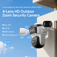 Caméra de sécurité extérieure 4K UHD WiFi CS621ZS avec détection humaine par IA, vision nocturne, audio bidirectionnel, 4 objectifs, IP66, résistante aux intempéries