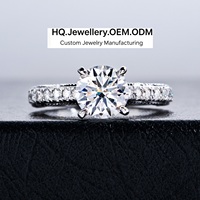 Anillo de Compromiso de Moissanita, 2cttw, Color D, Corte Redondo/Anillos de Plata de Ley 925 para Mujer, Regalo Elegante para Aniversario