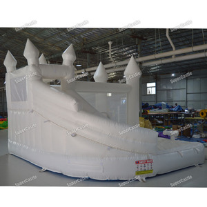 Château gonflable commercial blanc avec toboggan en spirale, directement de l'usine, personnalisable <span class=keywords><strong>pour</strong></span> la <span class=keywords><strong>location</strong></span> de fêtes d'<span class=keywords><strong>anniversaire</strong></span> d'enfants - Product Image 2