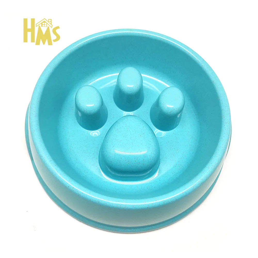 HMS Pet Supplies Indoor Cheap Design Pet Slow Feeder,PP Eco Friendly Cute Footprint Shape Slow Feeder Dog Bowl