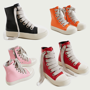 Zapatillas deportivas de lujo con cordones para mujer, calzado deportivo de estilo Hip Hop, con cordones anchos, botines, color negro, PT4406 - Product Image 1