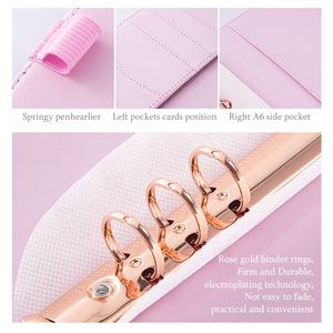 Großhandel Schwarzer Gesteppter A6-Ringbuch-Budgetplaner, PU-Leder-Ringbücher mit 6-Ring-Loseblattsystem, Gesteppter A5-Planer - Product Image 6