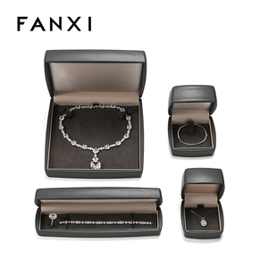 Caja de Embalaje para Collares y Anillos FANXI, Cajas de Joyería de Microfibra, Caja de Embalaje de Joyería de Cuero Personalizada con Logotipo - Product Image 3