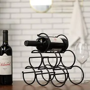 Armoire à vin portable Mini Bar Fer Table 6 bouteilles Casier à vin pour comptoir de maison